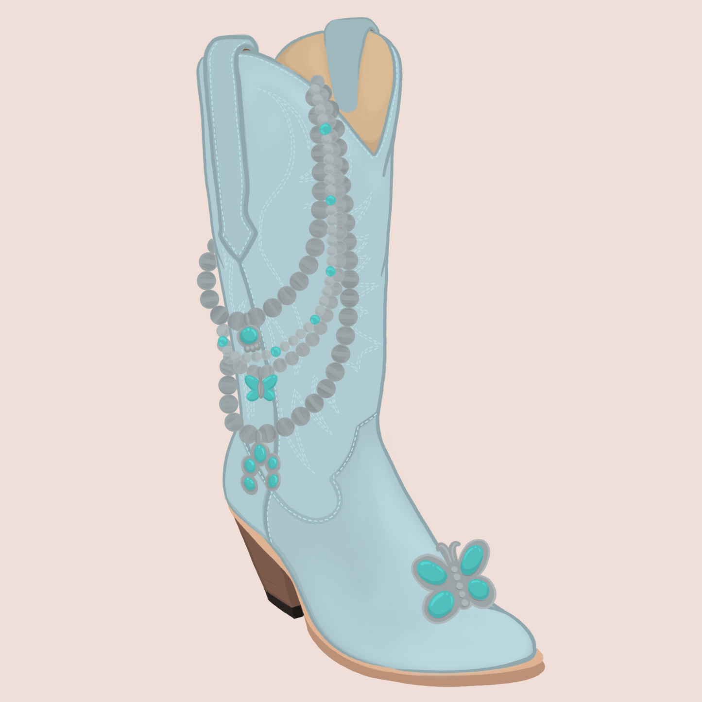 Beaded Turquoise boot - PNG File
