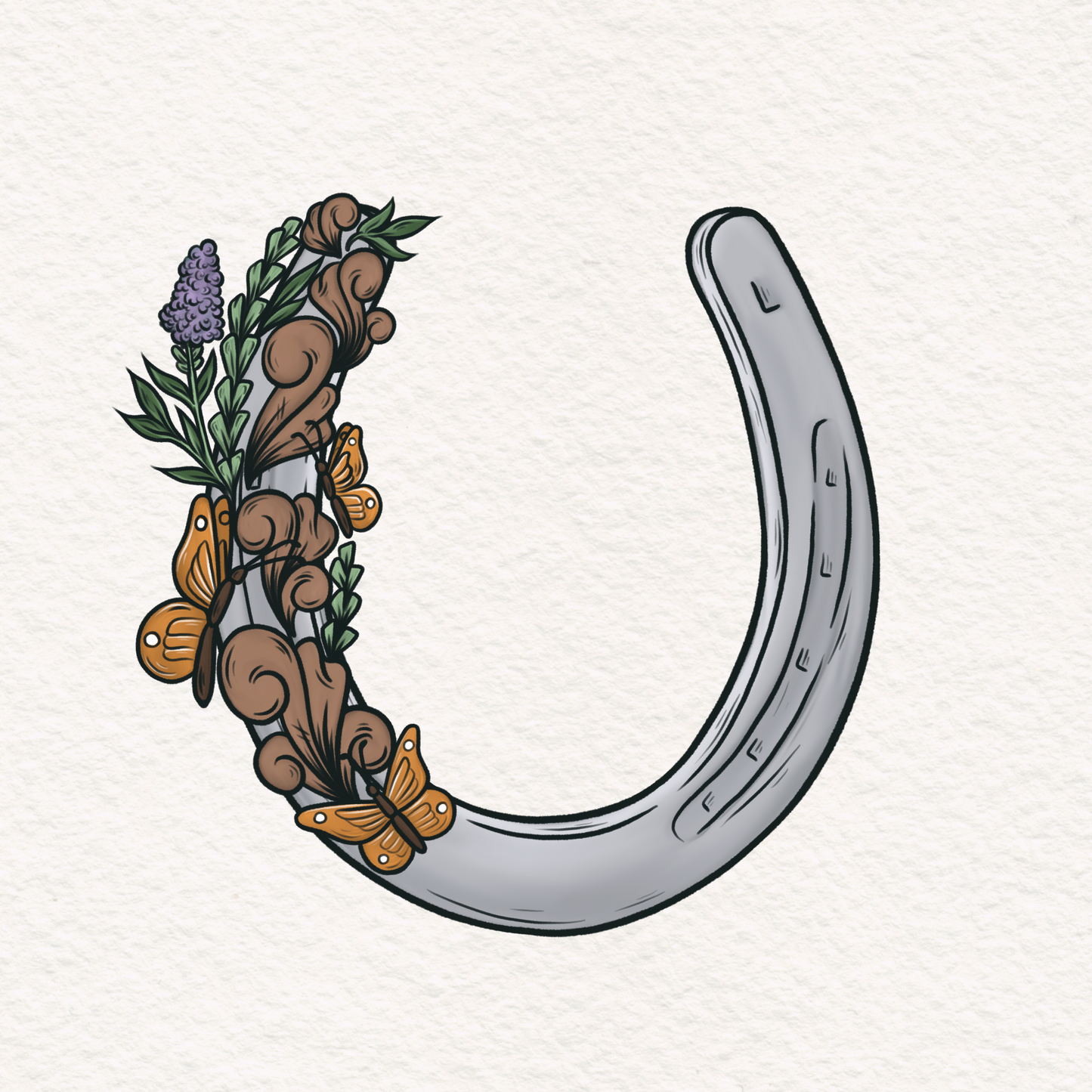 Floral Horseshoe - PNG File