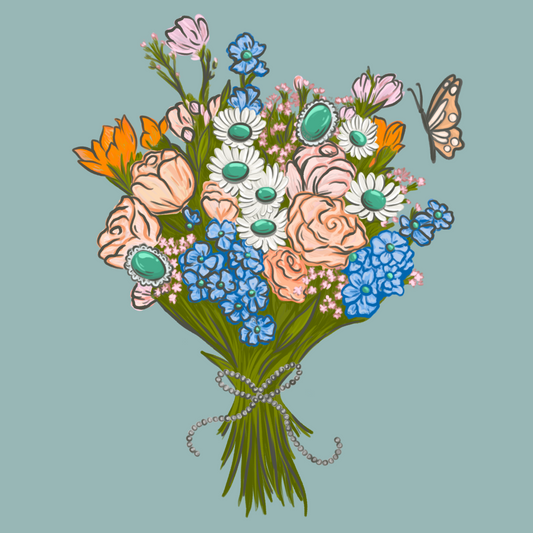 Turquoise Bouquet - PNG File