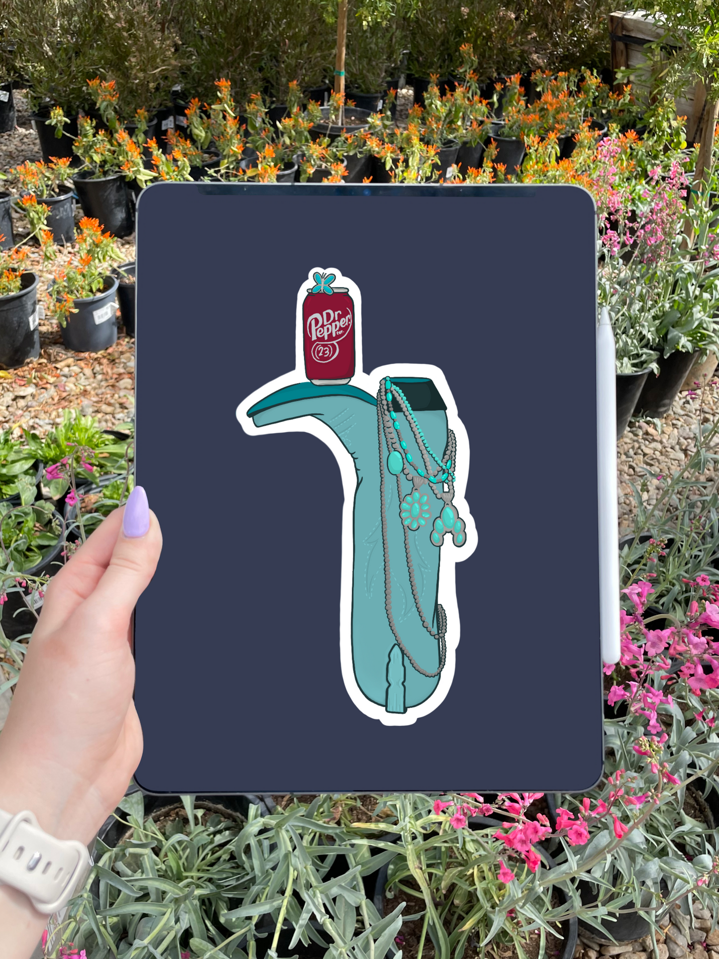 Boots, turquoise, & Dr Pepper - Sticker Pre Order