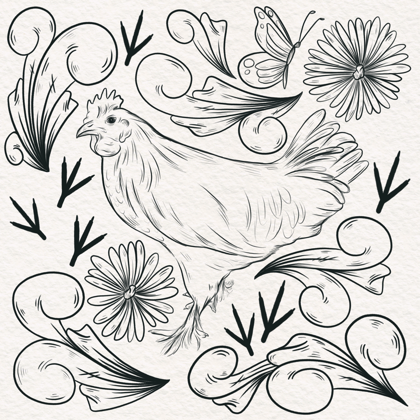 Rooster Sketch - PNG File